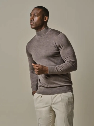 Profuomo PULLOVER MOCK NECK TAUPE