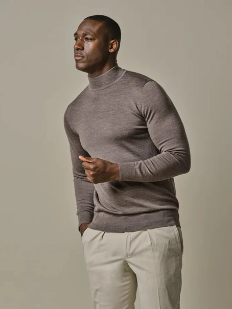 Profuomo PULLOVER MOCK NECK TAUPE