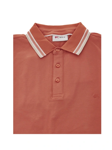 R-1854 Brick Polo Plain Contrast Collar