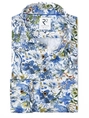 R2 Blue flower print on cotton linen knitted