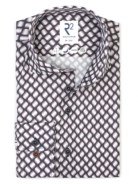 R2 Pink white leave on black twill
