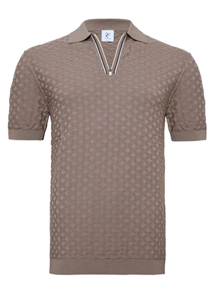 R2 Zipper Polo Short Sleeve Cotton Modal