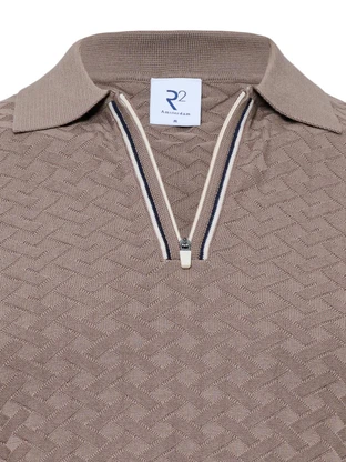 R2 Zipper Polo Short Sleeve Cotton Modal