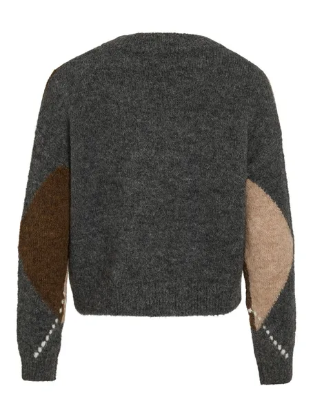 ROUGE EDIT ROUARGYLE LS V NECK KNIT