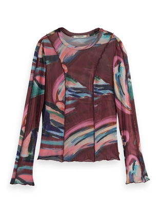 Scotch & Soda All over printed mesh long sleeve T