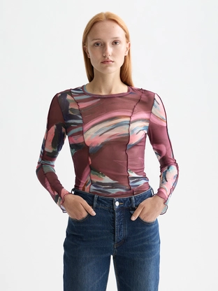 Scotch & Soda All over printed mesh long sleeve T