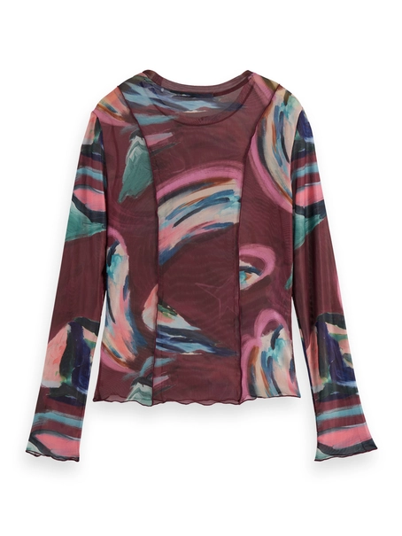 Scotch & Soda All over printed mesh long sleeve T