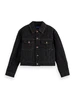Scotch & Soda Black denim textured oversized jack