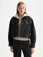 Scotch & Soda Black denim textured oversized jack