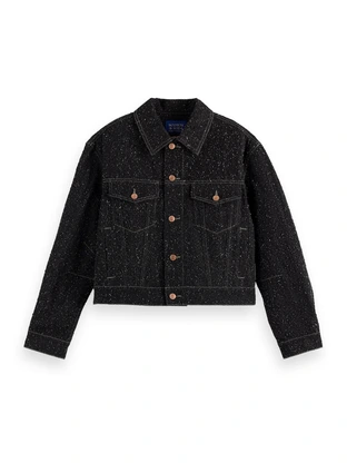 Scotch & Soda Black denim textured oversized jack