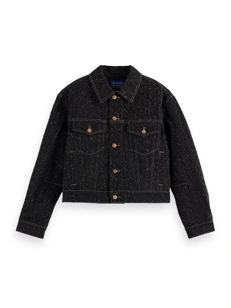 Scotch & Soda Black denim textured oversized jack