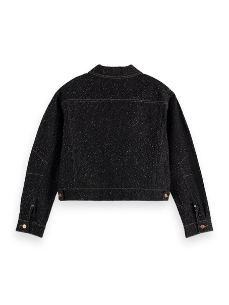 Scotch & Soda Black denim textured oversized jack