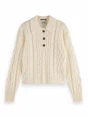 Scotch & Soda Cable stitch polo neck pullover