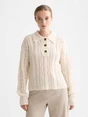 Scotch & Soda Cable stitch polo neck pullover