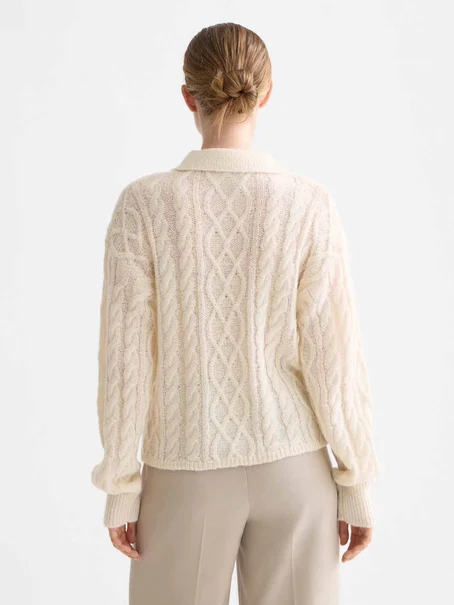 Scotch & Soda Cable stitch polo neck pullover