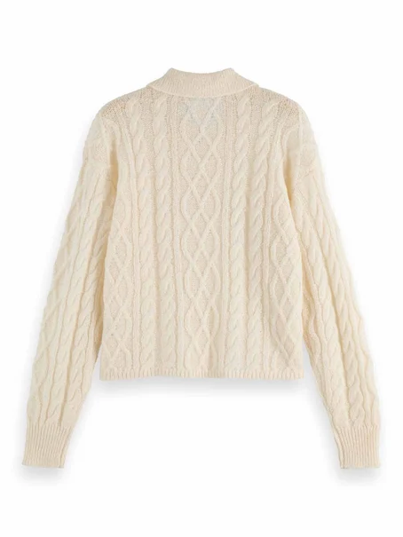 Scotch & Soda Cable stitch polo neck pullover
