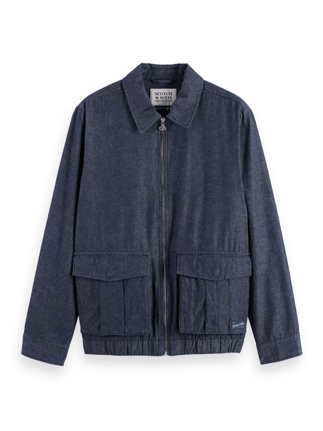 Scotch & Soda Cotton linen zip-thru twill blouson