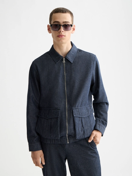 Scotch & Soda Cotton linen zip-thru twill blouson