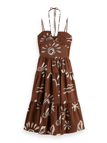 Scotch & Soda Cotton seersucker midi dress