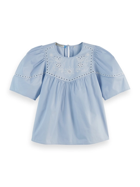 Scotch & Soda Cotton twill embroidered top