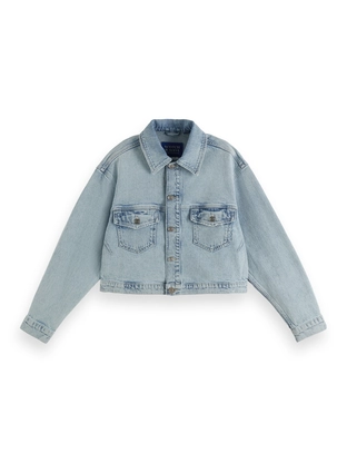 Scotch & Soda Cropped denim trucker jacket  Blu