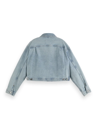 Scotch & Soda Cropped denim trucker jacket  Blu