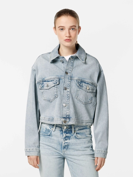 Scotch & Soda Cropped denim trucker jacket  Blu