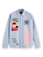 Scotch & Soda Graphic patchwork striped oxford sh