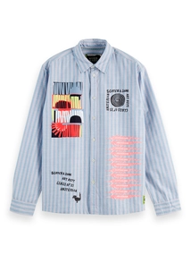 Scotch & Soda Graphic patchwork striped oxford sh