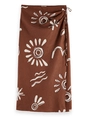 Scotch & Soda Linen blend printed wrap skirt