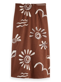 Scotch & Soda Linen blend printed wrap skirt