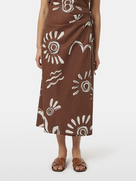 Scotch & Soda Linen blend printed wrap skirt