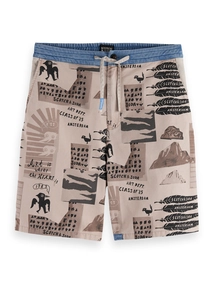 Scotch & Soda Loose-fit printed washed bermuda sh