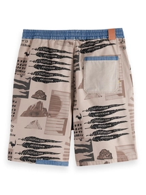 Scotch & Soda Loose-fit printed washed bermuda sh