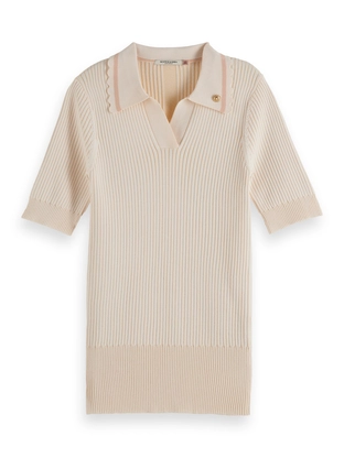 Scotch & Soda Rib polo neck short sleeve pullover