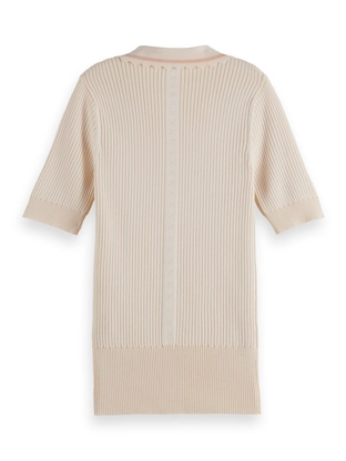 Scotch & Soda Rib polo neck short sleeve pullover