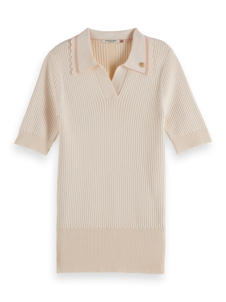 Scotch & Soda Rib polo neck short sleeve pullover