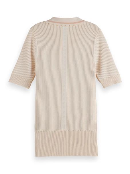 Scotch & Soda Rib polo neck short sleeve pullover