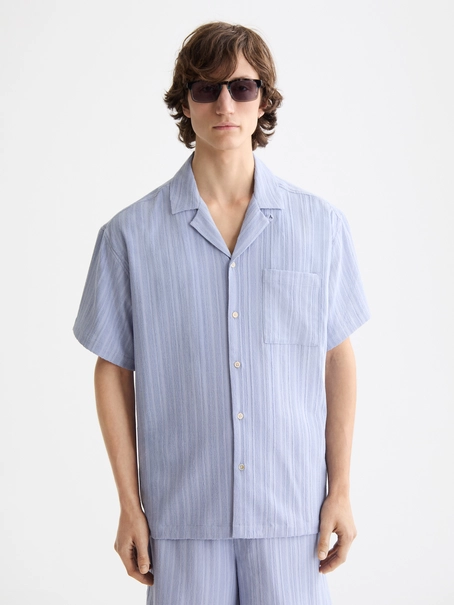 Scotch & Soda Tonal-striped short-sleeved shirt