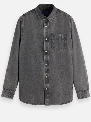 Scotch & Soda Washed 1 pocket black denim shirt