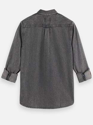 Scotch & Soda Washed 1 pocket black denim shirt