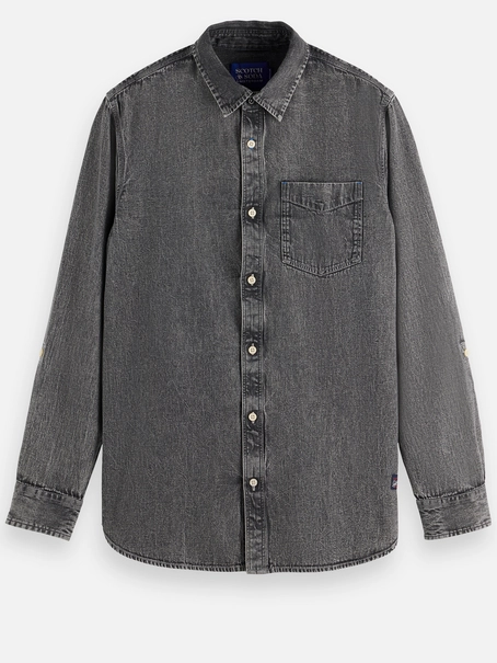 Scotch & Soda Washed 1 pocket black denim shirt