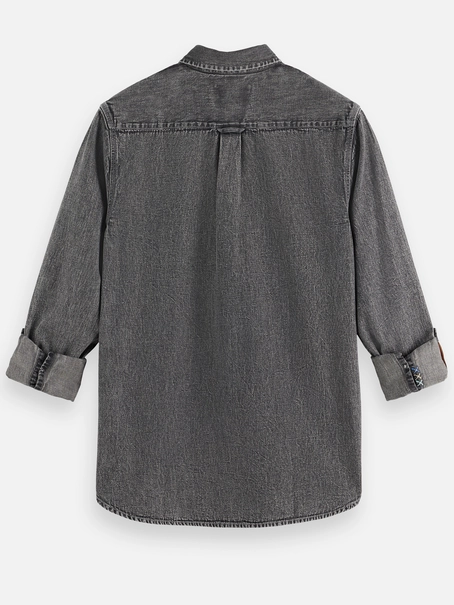 Scotch & Soda Washed 1 pocket black denim shirt