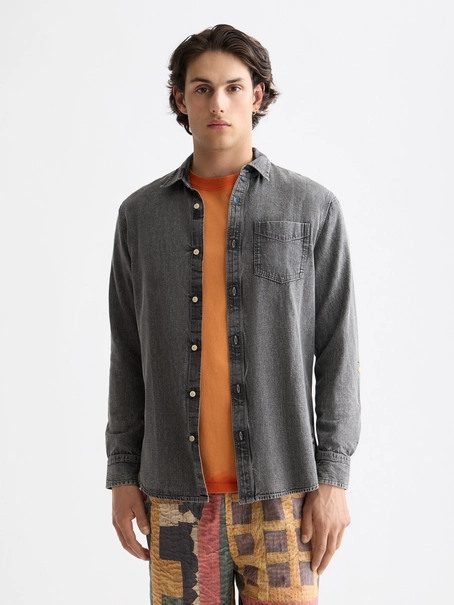 Scotch & Soda Washed 1 pocket black denim shirt