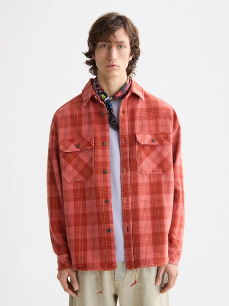 Scotch & Soda Washed denim checked overshirt