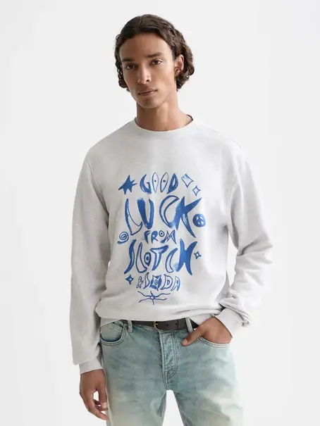 Scotch & Soda Washed denim graphic sweat