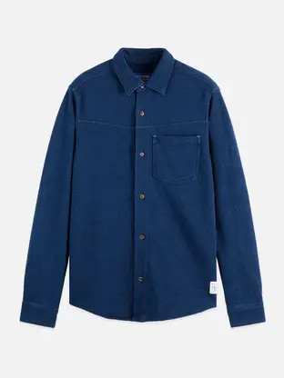 Scotch & Soda Washed indigo textured jersey shirt