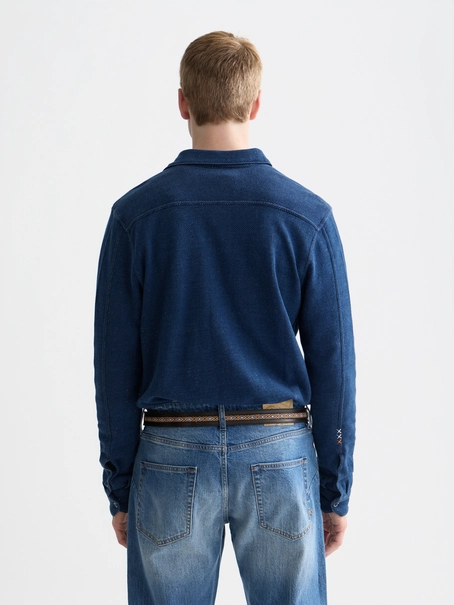 Scotch & Soda Washed indigo textured jersey shirt