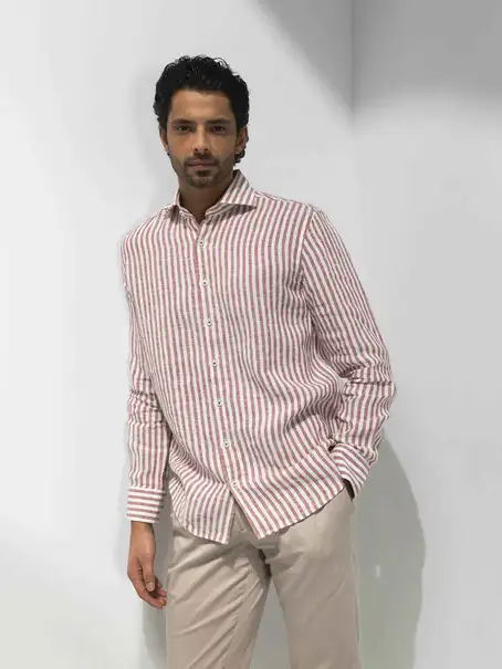 State of Art Shirt LS Striped Lin