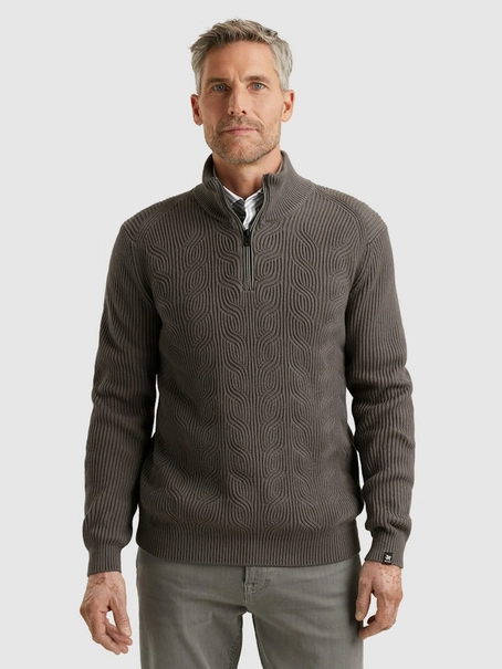 Vanguard Half zip collar cotton blend wool